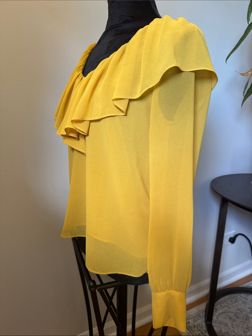 1. State Yellow Off-Shoulder Ruffle Blouse - Picture 2 of 4